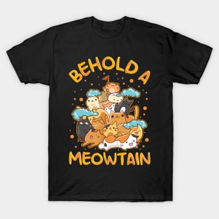 Funny Behold A Meowtain Cat Mountain Kitty Pun T-Shirt